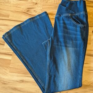 Halara Flex Denim High-waisted Crossover Casual Flare Jeans with Pockets